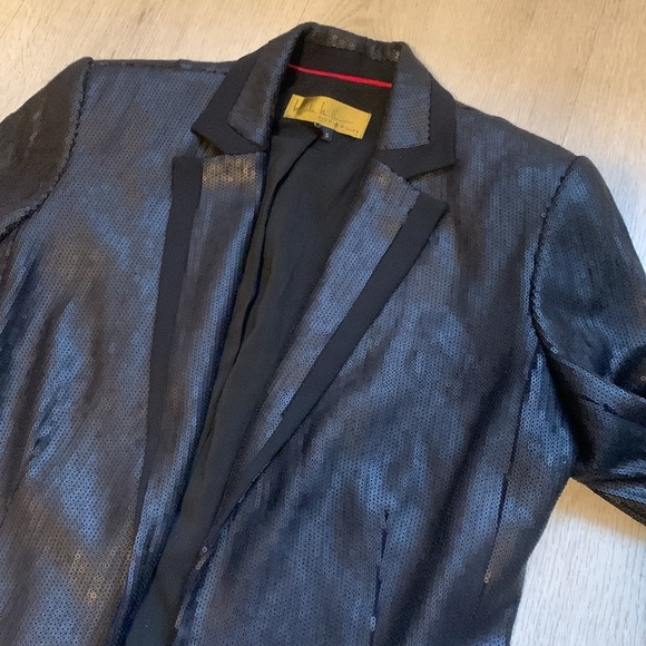 Nicole Miller Black Sequin Blazer size S classic elegant cocktail holiday - Picture 11 of 13